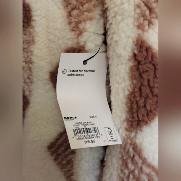 NWT Sonoma Tribal Aztec Print Fleece Sherpa Zip-Up Jacket - Picture 4 of 6